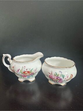 Vintage Coalport Junetime Creamer & Open Sugar Bowl Set, Handmade Bona China